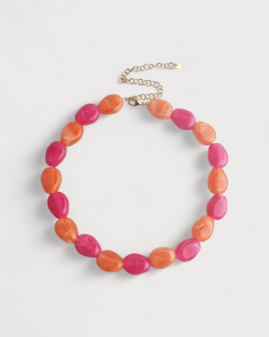 Collar Tierra Ancestral naranja y rosa